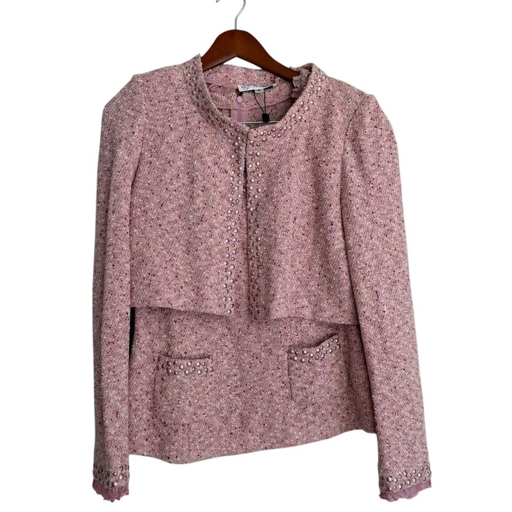 St John Collection Pink Tweed Knit Jacket Shell Set Womens 6 Vintage